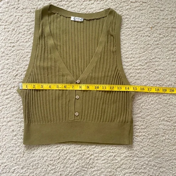 Free People Seascape Sweater Vest tank green Size M - Picture 11 of 11